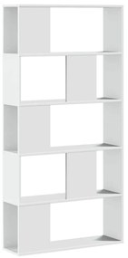5-szintes fehér szerelt fa könyvespolc 80,5 x 23,5 x 162,5 cm