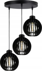 Lámpa Fekete Függő Túlnyúlás mennyezeti csillár Loft lámpabúra fa golyó 3
