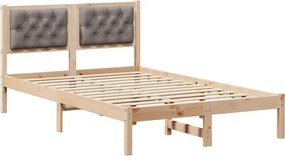 vidaXL Ágykeret fejtámlával Tópszínű 135 x 190 cm Tömör fenyőfa