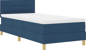 vidaXL LED Box Spring Ágy matracmal leddel Kék 90 x 200 cm szövet