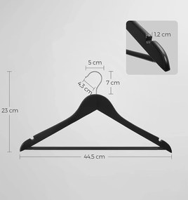 Csúszásmentes ruhaakasztók, vállfák nadrágartóval 20 db fekete