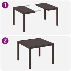 5 Részes Kerti Étkező Szett Barna Poly Rattan
