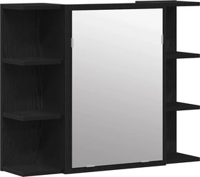 vidaXL Tükörszekrény polcokkal Fekete tölgy 80 x 20,5 x 64 cm Faanyag