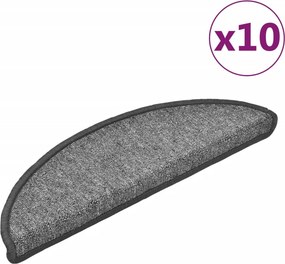 vidaXL 10 db sötétszürke félkör alakú lépcsőszőnyeg 56 x 17 x 3 cm