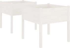 vidaXL 2 db fehér tömör fenyőfa kerti virágtartó 70 x 70 x 70 cm