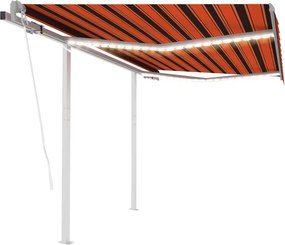 vidaXL narancssárga-barna szélérzékelős és LED-es napellenző 3x2,5 m