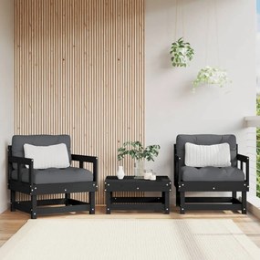 vidaXL 2 db fekete tömör fenyőfa kerti szék