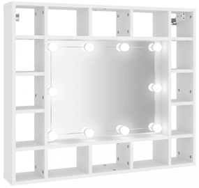 fehér tükrös szekrény LED-ekkel 91 x 15 x 76,5 cm