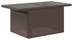 barna polyrattan üveglapos kerti asztal 100 x 55 x 73 cm