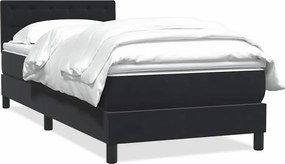 vidaXL fekete bársony rugós ágy matraccal 80x220 cm