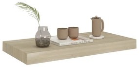 2 db tölgyszínű MDF lebegő fali polc 50 x 23 x 3,8 cm