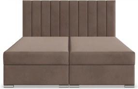 Agen ágy, bársony, 140 x 200, ágyneműtartóval, barna