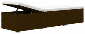 3 részes barna polyrattan kerti napozóágy szett asztallal