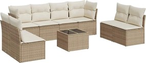 vidaXL 9 részes bézs polyrattan kerti ülőgarnitúra párnákkal