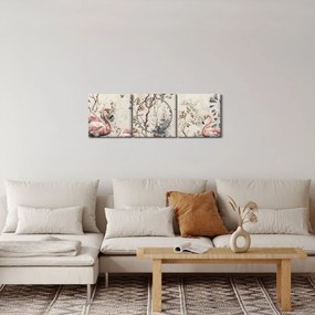 Kép - Rajz flamingókról (órával) (90x30 cm)