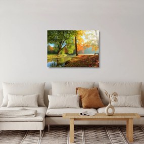 Kép - Nyugodt őszi táj (üvegen) (70x50 cm)
