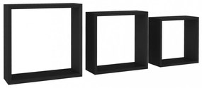3 db fekete MDF fali kockapolc
