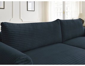 Sötétkék kordbársony kinyitható sarokkanapé (jobb oldali) Lucien – Bobochic Paris