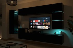 Prince Concept NEW 90 nappali bútor szett magasfényű fekete (290.6cm)