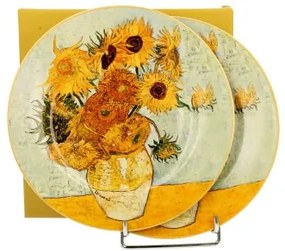 Porcelán desszertes tányér szett 2 db-os 19 cm dobozban Van Gogh Napraforgók