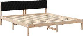 vidaXL Ágykeret fejtámlával Barna és fekete 180 x 200 cm Tömör fenyőfa