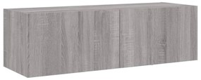 szürke sonoma színű fali TV-szekrény LED-ekkel 100 x 35 x 31 cm
