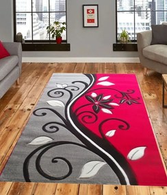 Decoria Nyírt modern szőnyeg 80 x 150 cm szürke piros