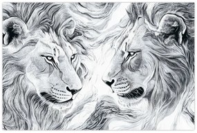 Kép - Rajzolt oroszlánfejek (90x60 cm)