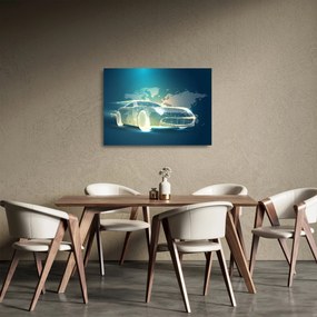 Geometriai formákból készült autó képe (üvegen) (70x50 cm)