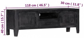 vidaXL fekete tömör mangófa TV-szekrény 118 x 30 x 40 cm