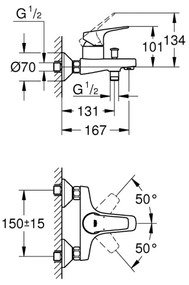 GROHE 23772000 - Kádcsaptelep START FLOW 150 mm, fényes króm
