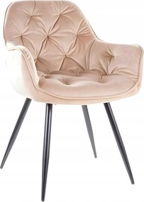 velúr kárpitozott szék bézs nappaliba, konyhába, fésülködőasztalra Cherry