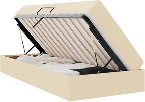 vidaXL Ágy tárolóval és matraccal Krém 90 x 200 cm Poliészter