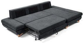 Ágyazható, kárpitozott L-alakú sarokülőgarnitúra tárolóval AVESTA, jobb oldali, antracit