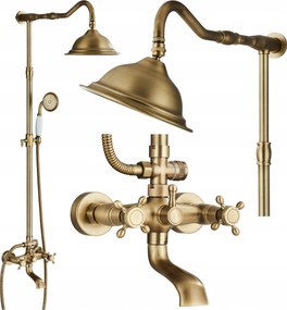 Zuhany szett Arany Fürdőszoba Falra szerelhető Retro Esőztető Régi Stílus