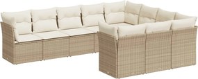 vidaXL 10 részes bézs polyrattan kerti ülőgarnitúra párnával