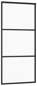 Fekete ESG üveg és alumínium tolóajtó 90 x 205 cm