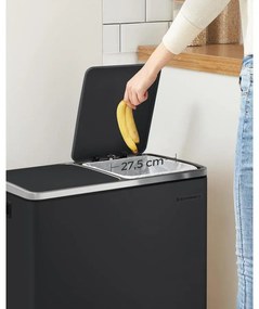 Dupla szemetes, 2 x 24 literes, 2 rekesszel, fekete