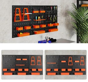 Fém szerszámtároló 9 rekesszel és akasztókkal