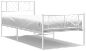 fehér fém ágykeret fej- és lábtámlával 100x200 cm