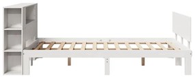 fehér tömör fenyőfa könyvespolcos ágy matrac nélkül 150x200 cm