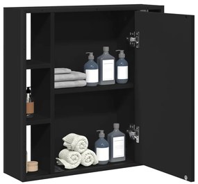 fekete szerelt fa fürdőszobai tükör 60 x 16 x 60 cm