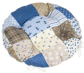 Bellatex Adéla steppelt, kerek patchwork ülőpárna,kék, 40 x 40 cm