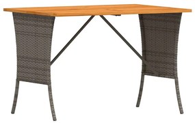 szürke polyrattan akácfa lapos kerti asztal 105x75x72 cm