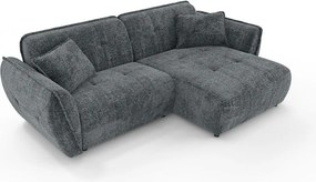 Sötétszürke zsenília sarokkanapé (jobb oldali-heverő résszel) Nelia – Ropez