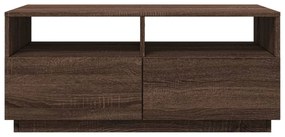barna tölgyszínű dohányzóasztal LED-lámpákkal 90x49x40 cm