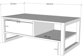 HALDIZEN konferenční stolek 55x105 cm černá/hnědá
