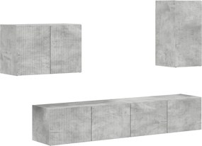 vidaXL TV falit kabinet szett 4 pcs Beton Szürke Faanyag