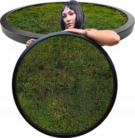 Élő kép stabilizált lapos mohával fali dekoráció Fekete Keretben