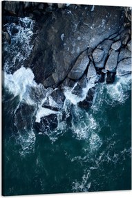 Vászonkép Természet Hullámok Tenger Sziklás Tengerpart Kék víz 60x90